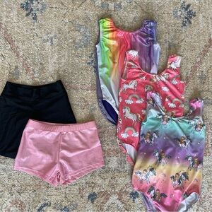Colorful Unicorn Leotards and Shorts Set